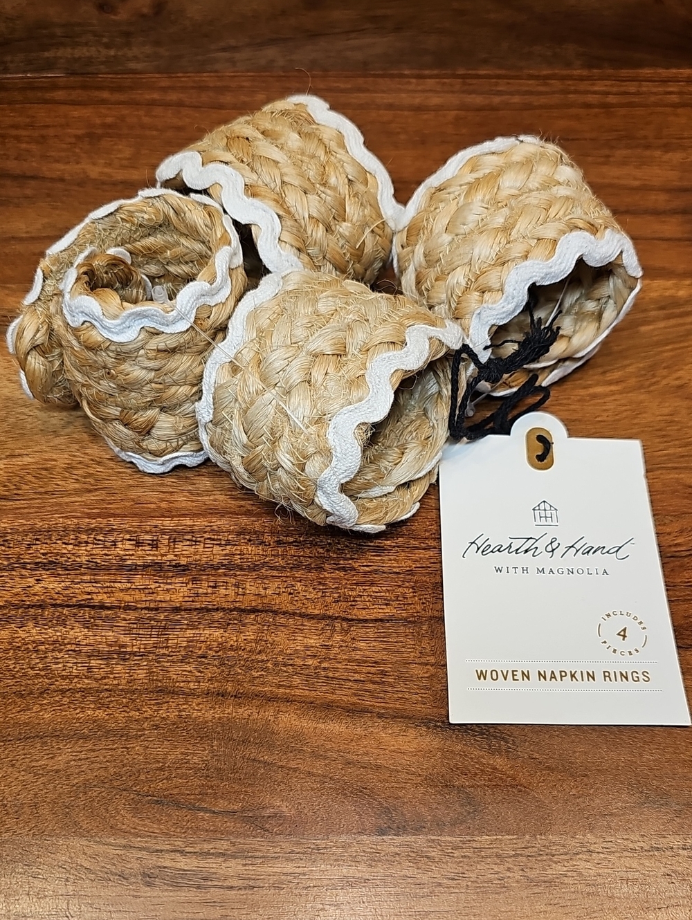 Set Of 4 Woven Natural Jute Napkin Rings Hearth & Hand